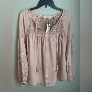 Anthropologie Solitare by Ravi Khosla women’s dusty pink boho shirt NWT